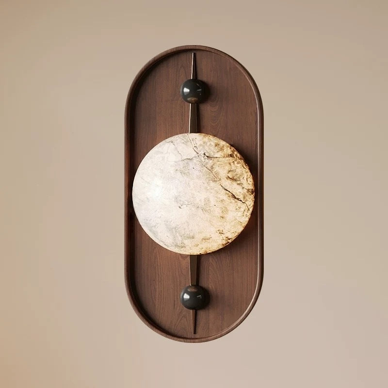 Traditional French Oval Iron Marble Spherical Shade 1-Light Wall Sconce Lamp For Living Room