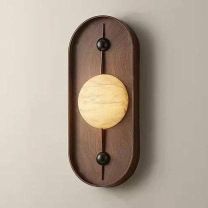 Traditional French Oval Iron Marble Spherical Shade 1-Light Wall Sconce Lamp For Living Room