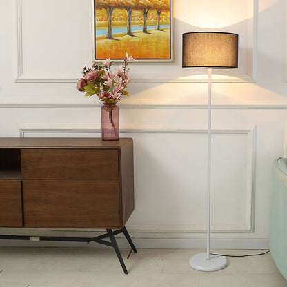 Contemporary Simplicity Cylinder Fabric Shade Iron 1-Light Standing Floor Lamp For Living Room
