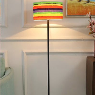 Contemporary Simplicity Cylinder Fabric Shade Iron 1-Light Standing Floor Lamp For Living Room