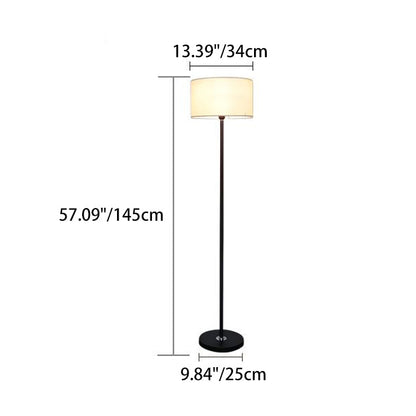 Contemporary Simplicity Cylinder Fabric Shade Iron 1-Light Standing Floor Lamp For Living Room