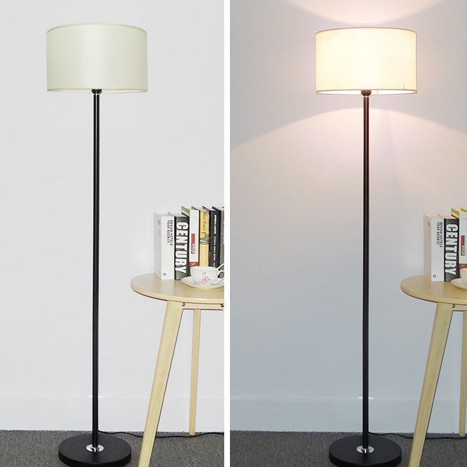 Contemporary Simplicity Cylinder Fabric Shade Iron 1-Light Standing Floor Lamp For Living Room