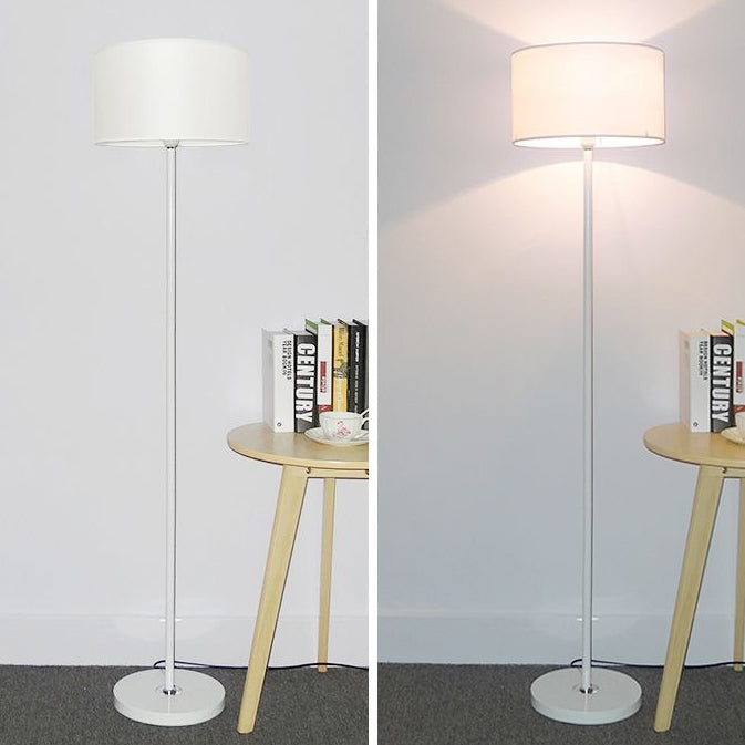 Contemporary Simplicity Cylinder Fabric Shade Iron 1-Light Standing Floor Lamp For Living Room