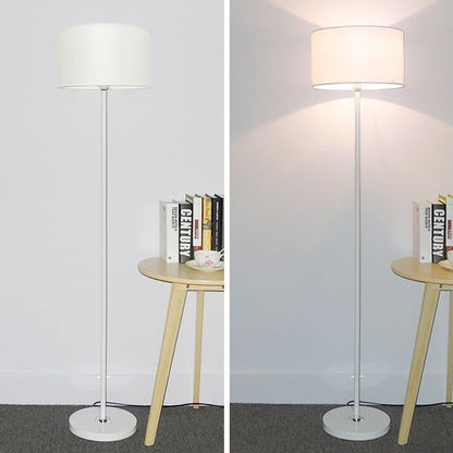 Contemporary Simplicity Cylinder Fabric Shade Iron 1-Light Standing Floor Lamp For Living Room