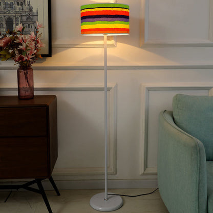 Contemporary Simplicity Cylinder Fabric Shade Iron 1-Light Standing Floor Lamp For Living Room