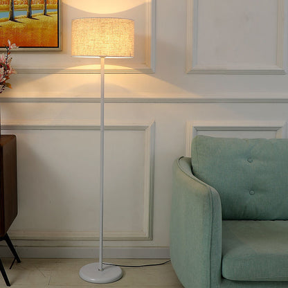 Contemporary Simplicity Cylinder Fabric Shade Iron 1-Light Standing Floor Lamp For Living Room