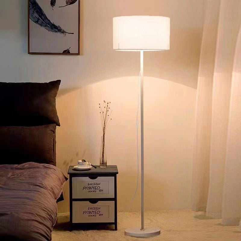 Contemporary Simplicity Cylinder Fabric Shade Iron 1-Light Standing Floor Lamp For Living Room
