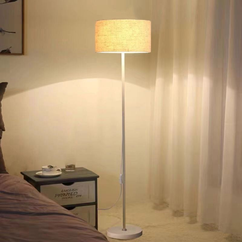 Contemporary Simplicity Cylinder Fabric Shade Iron 1-Light Standing Floor Lamp For Living Room