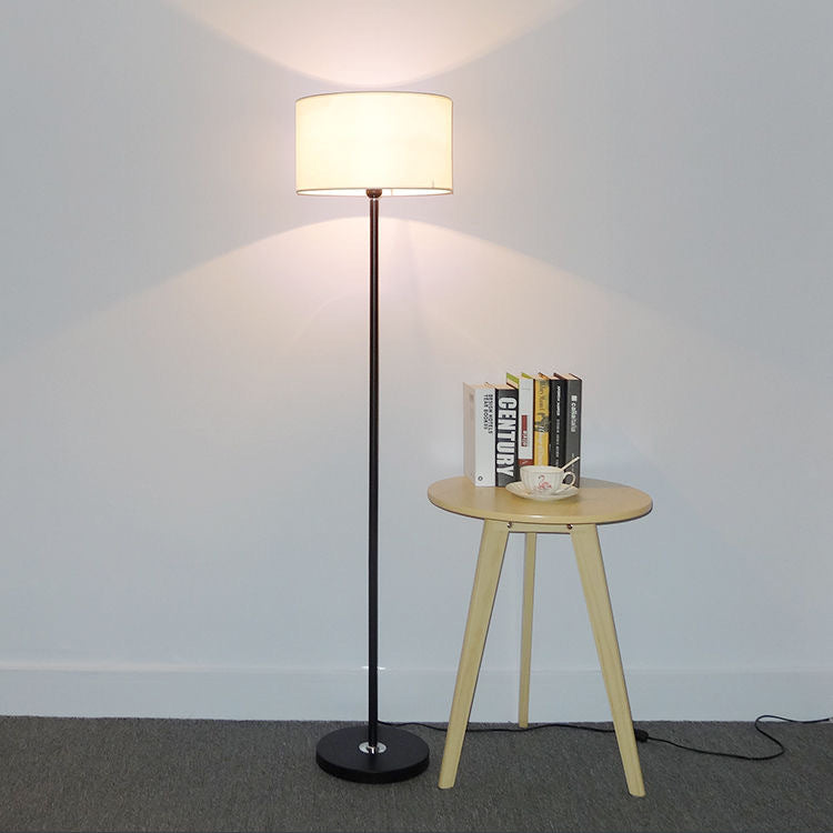 Contemporary Simplicity Cylinder Fabric Shade Iron 1-Light Standing Floor Lamp For Living Room