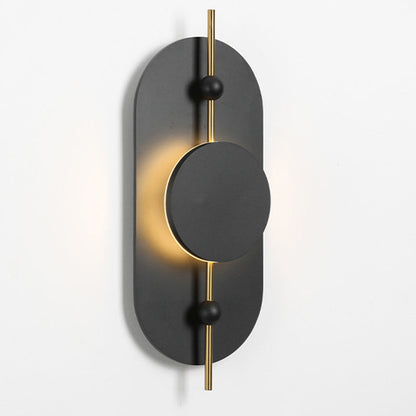 Contemporary Nordic Ellipse Iron Solid Wood LED Wall Sconce Lamp For Living Room