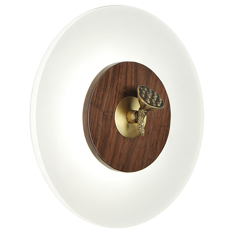 Traditional Chinese Rectangular Walnut Wood Acrylic Shade LED Wall Sconce Lamp For Living Room