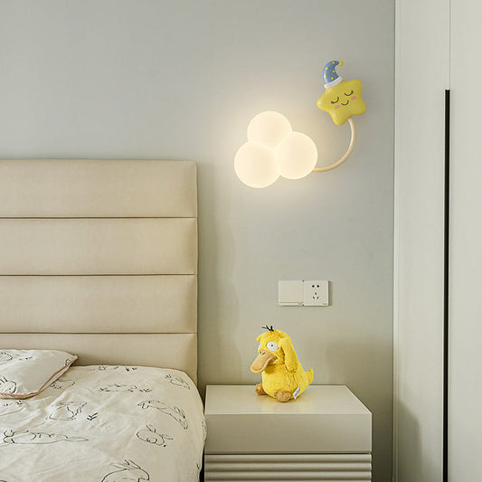 Contemporary Creative Rainbow Hot Air Balloon Kite Iron PE LED Wall Sconce Lamp For Living Room