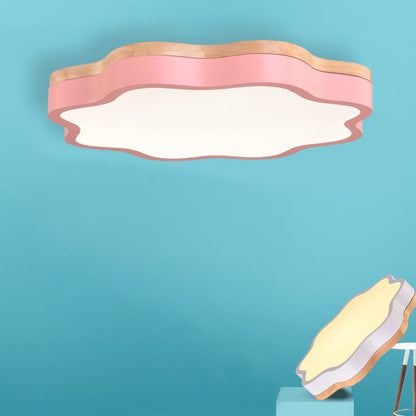 Contemporary Scandinavian Macaron Flower Iron Acrylic LED Flush Mount Ceiling Light For Living Room