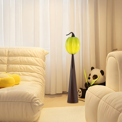 Contemporary Creative Fruit Apple Pear Glass Shade Metal Resin 1-Light Standing Floor Lamp For Living Room