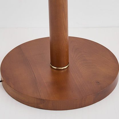 Traditional French Fabric Shade Hardware Solid Wood Base 1-Light Standing Floor Lamp For Bedroom