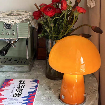 Contemporary Creative Glass Mushroom Shade 1-Light Table Lamp For Home Office