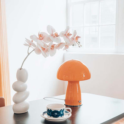 Contemporary Creative Glass Mushroom Shade 1-Light Table Lamp For Home Office