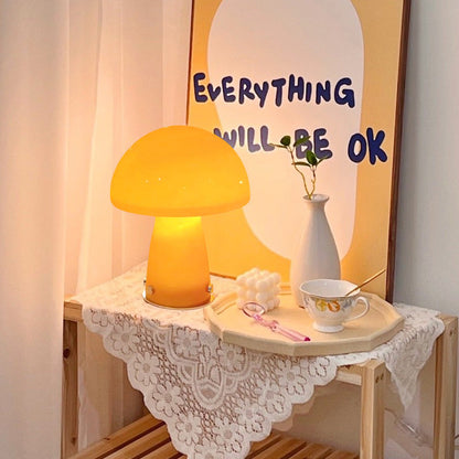 Contemporary Creative Glass Mushroom Shade 1-Light Table Lamp For Home Office