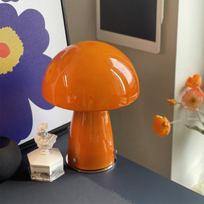 Contemporary Creative Glass Mushroom Shade 1-Light Table Lamp For Home Office