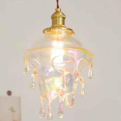 Contemporary Creative Resin Water Droplet Brass 1-Light Pendant Light For Living Room