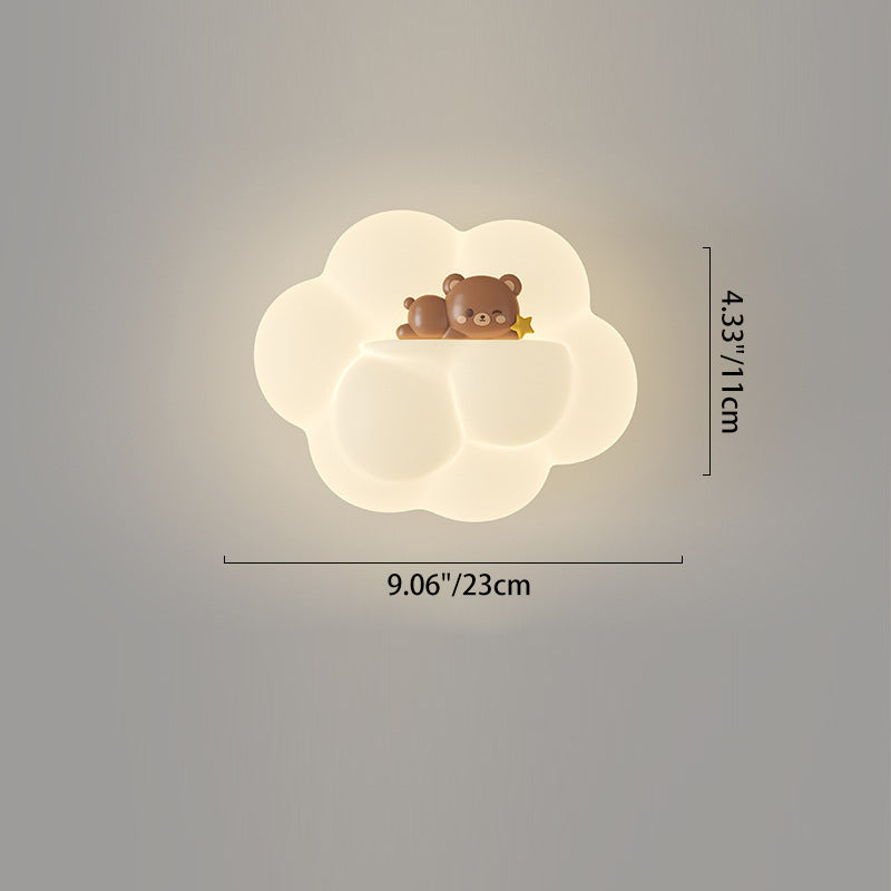 Contemporary Creative PE Cloud Shade Animal Bear Monkey LED Wall Sconce Lamp For Bedroom