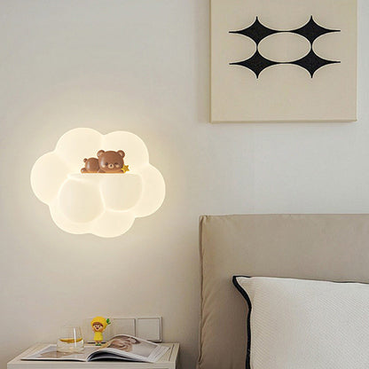 Contemporary Creative PE Cloud Shade Animal Bear Monkey LED Wall Sconce Lamp For Bedroom