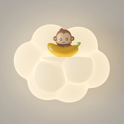 Contemporary Creative PE Cloud Shade Animal Bear Monkey LED Wall Sconce Lamp For Bedroom