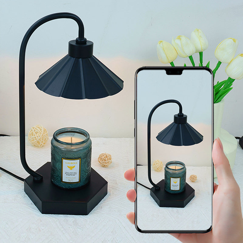 Contemporary Nordic Glass Umbrella Shade Iron 1-Light Melting Wax Table Lamp For Bedroom