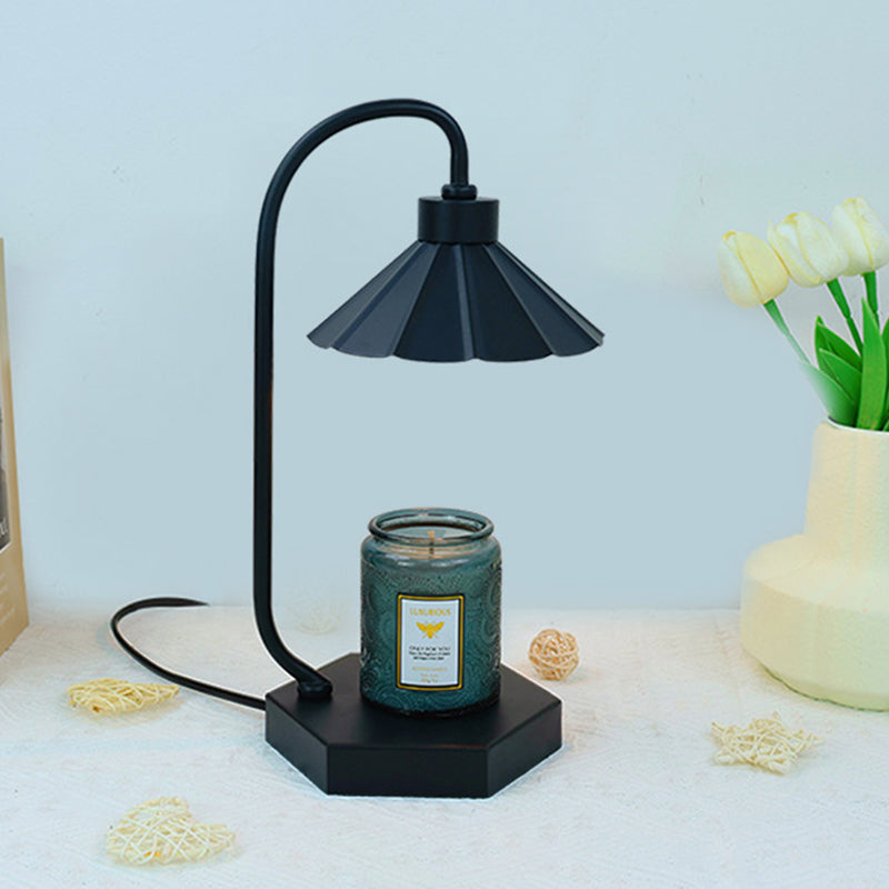 Contemporary Nordic Glass Umbrella Shade Iron 1-Light Melting Wax Table Lamp For Bedroom