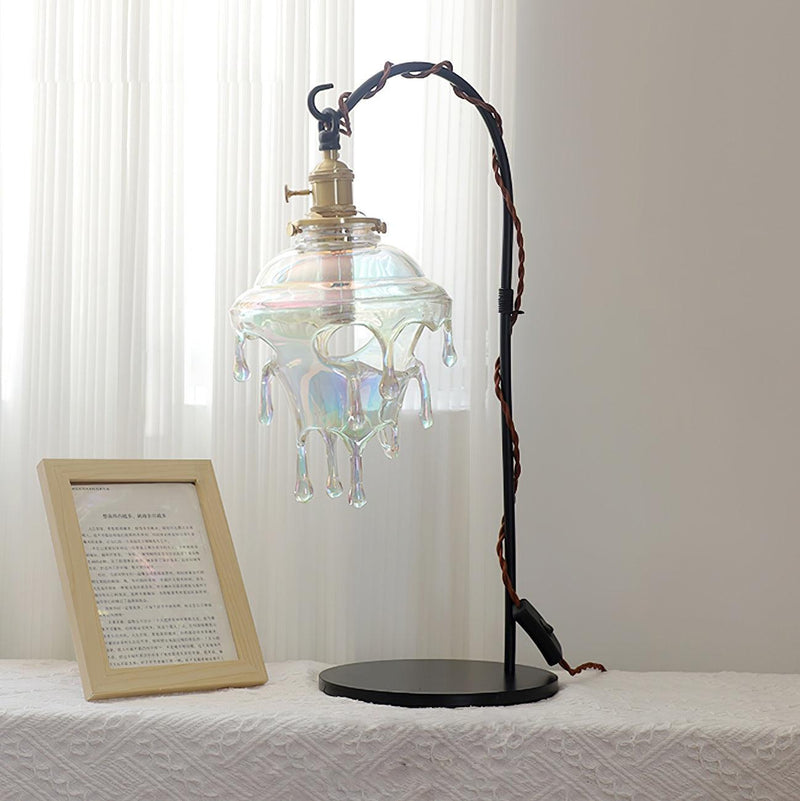 Contemporary Creative Resin Water Droplet Brass 1-Light Table Lamp For Living Room
