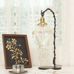 Contemporary Creative Resin Water Droplet Brass 1-Light Table Lamp For Living Room