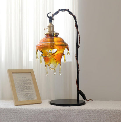 Contemporary Creative Resin Water Droplet Brass 1-Light Table Lamp For Living Room