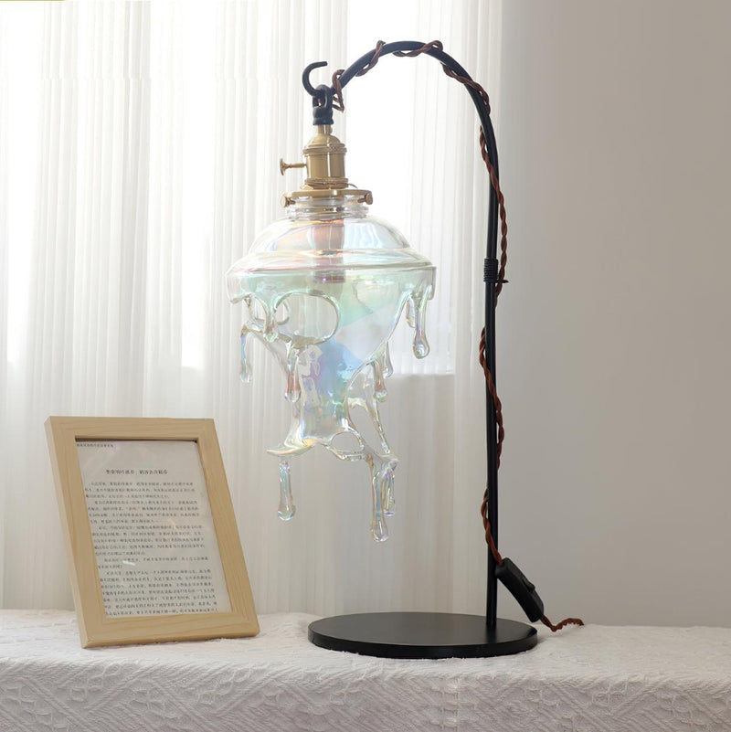 Contemporary Creative Resin Water Droplet Brass 1-Light Table Lamp For Living Room