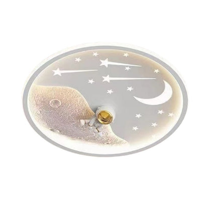 Contemporary Creative Astronaut Planet Iron Acrylic LED Flush Mount Ceiling Light For Living Room