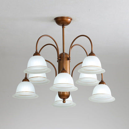 Traditional French Glass Bell Shade Iron Frame 6/8-Light Chandelier For Living Room