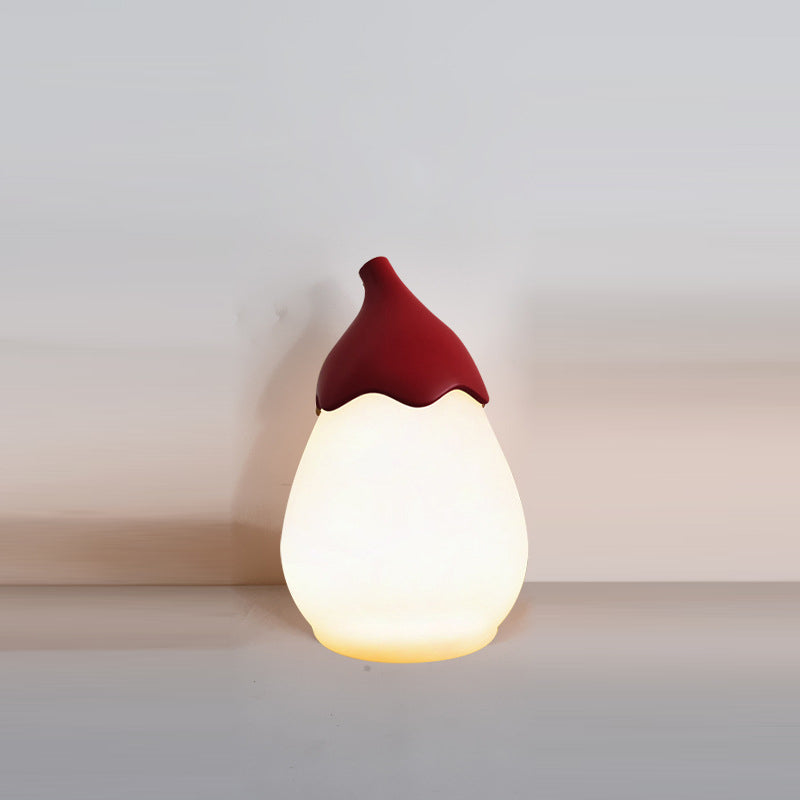 Modern Simplicity Iron Pear PE Shade Portable LED Table Lamp Night Light For Bedroom