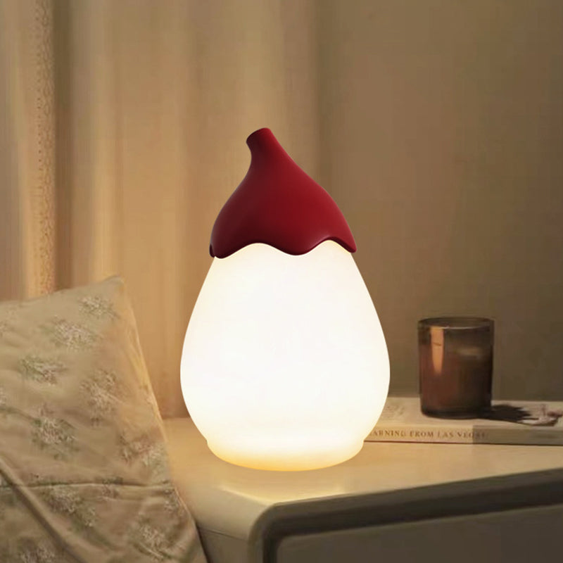 Modern Simplicity Iron Pear PE Shade Portable LED Table Lamp Night Light For Bedroom