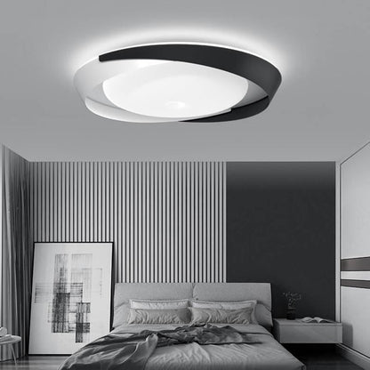 Contemporary Scandinavian Geometric Round Iron Silicone Shade LED Flush Mount Ceiling Light For Living Room