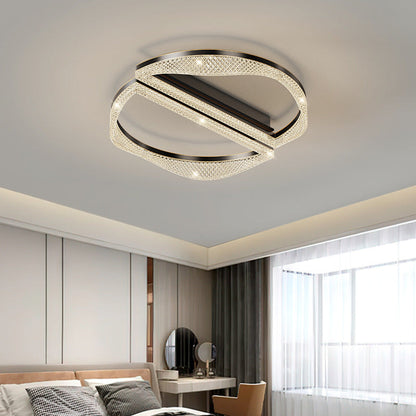 Contemporary Luxury Geometric Round Aluminum Acrylic Shade LED Flush Mount Ceiling Light For Living Room