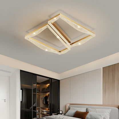 Contemporary Luxury Geometric Round Aluminum Acrylic Shade LED Flush Mount Ceiling Light For Living Room