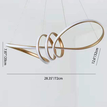 Contemporary Creative Curved Aluminum Ring LED Pendant Light For Living Room