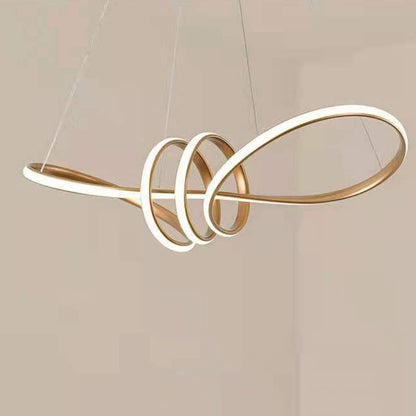 Contemporary Creative Curved Aluminum Ring LED Pendant Light For Living Room