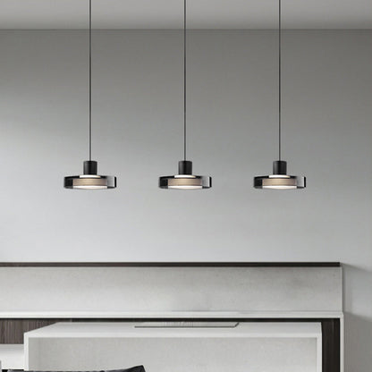 Contemporary Scandinavian Stainless Steel Acrylic Cylinder LED Pendant Light For Living Room