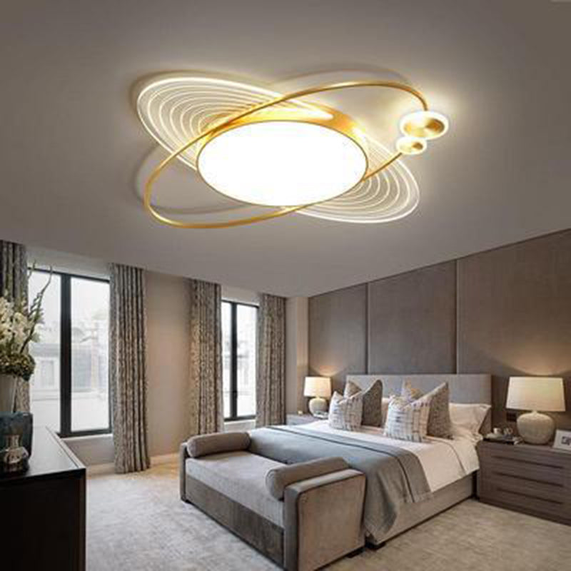 Contemporary Creative Star Moon Elliptical Acrylic Shade LED Flush Mount Ceiling Light For Living Room