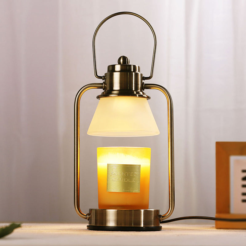 Contemporary Simplicity Hardware Glass Conical Shade 1-Light Melting Wax Table Lamp For Bedroom