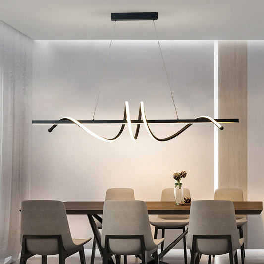 Modern Minimalist Iron Spiral Winding Acrylic Linear LED Island Light Pendant Light For Living Room