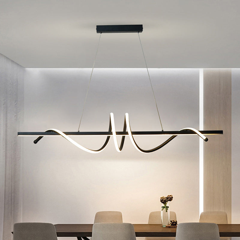 Modern Minimalist Iron Spiral Winding Acrylic Linear LED Island Light Pendant Light For Living Room