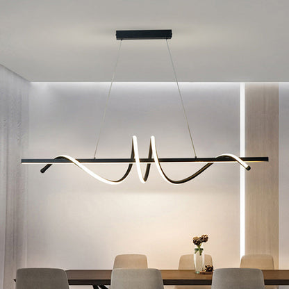 Modern Minimalist Iron Spiral Winding Acrylic Linear LED Island Light Pendant Light For Living Room
