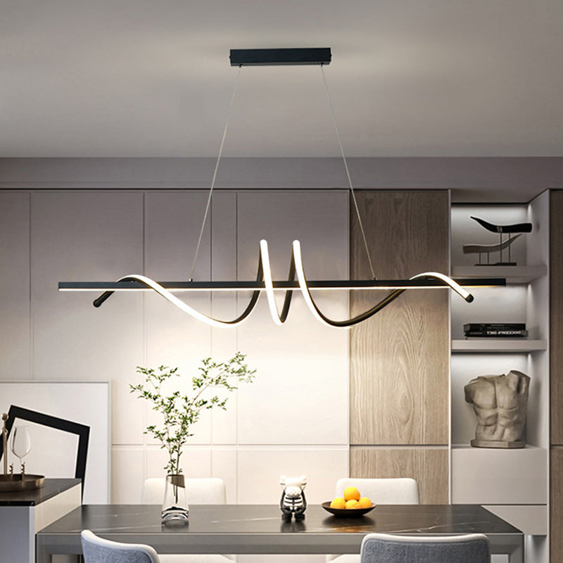 Modern Minimalist Iron Spiral Winding Acrylic Linear LED Island Light Pendant Light For Living Room
