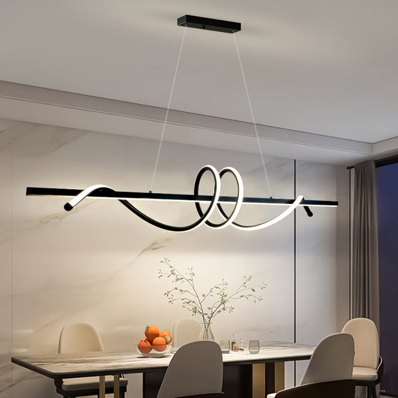 Modern Minimalist Iron Spiral Winding Acrylic Linear LED Island Light Pendant Light For Living Room